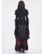 Devil Fashion Black Gothic Vintage Trumpet Lace Sleeve Jabot Ruffle Blouse for Women