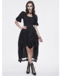 Devil Fashion Black Gothic Retro Drawstring Short Sleeve High-Low Dress