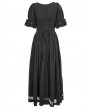 Devil Fashion Black Gothic Retro Drawstring Short Sleeve High-Low Dress