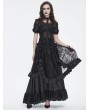 Devil Fashion Black Gothic Gorgeous Tiered Lace Ruffle Trim Maxi Party Skirt