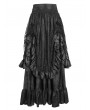 Devil Fashion Black Gothic Gorgeous Tiered Lace Ruffle Trim Maxi Party Skirt