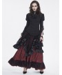 Black and Red Gothic Gorgeous Tiered Lace Ruffle Trim Maxi Party Skirt