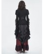 Black and Red Gothic Gorgeous Tiered Lace Ruffle Trim Maxi Party Skirt