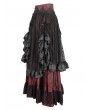 Black and Red Gothic Gorgeous Tiered Lace Ruffle Trim Maxi Party Skirt