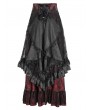 Black and Red Gothic Gorgeous Tiered Lace Ruffle Trim Maxi Party Skirt