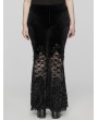 Punk Rave Black Gothic Velvet and Lace Feather Flower Flared Plus Size Pants for Women