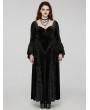 Punk Rave Black Vintage Gothic Velvet Flared Sleeve Plus Size Long Party Dress