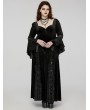 Punk Rave Black Vintage Gothic Velvet Flared Sleeve Plus Size Long Party Dress