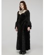 Punk Rave Black Vintage Gothic Velvet Flared Sleeve Plus Size Long Party Dress