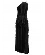 Punk Rave Black Vintage Gothic Velvet Flared Sleeve Plus Size Long Party Dress