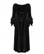 Punk Rave Black Vintage Gothic Velvet Flared Sleeve Plus Size Long Party Dress