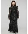 Punk Rave Black Gothic Decadent Vintage Lace Long Sleeve Maxi Plus Size Dress