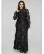 Punk Rave Black Gothic Decadent Vintage Lace Long Sleeve Maxi Plus Size Dress