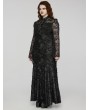 Punk Rave Black Gothic Decadent Vintage Lace Long Sleeve Maxi Plus Size Dress