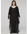 Punk Rave Black Gothic Lace V-Neck Bat Silhouette Loose Plus Size Long Dress