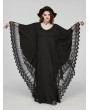 Punk Rave Black Gothic Lace V-Neck Bat Silhouette Loose Plus Size Long Dress