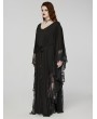 Punk Rave Black Gothic Lace V-Neck Bat Silhouette Loose Plus Size Long Dress