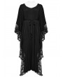 Punk Rave Black Gothic Lace V-Neck Bat Silhouette Loose Plus Size Long Dress