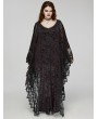 Punk Rave Black and Red Gothic Lace V-Neck Bat Silhouette Loose Plus Size Long Dress