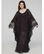 Punk Rave Black and Red Gothic Lace V-Neck Bat Silhouette Loose Plus Size Long Dress