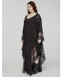 Punk Rave Black and Red Gothic Lace V-Neck Bat Silhouette Loose Plus Size Long Dress