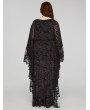 Punk Rave Black and Red Gothic Lace V-Neck Bat Silhouette Loose Plus Size Long Dress