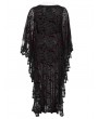 Punk Rave Black and Red Gothic Lace V-Neck Bat Silhouette Loose Plus Size Long Dress