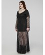 Punk Rave Black Gothic Romantic Goddess Lace Plus Size Long Dress