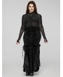 Punk Rave Black Gothic Gorgeous Embossed Velvet Fishtail Plus Size Long Skirt