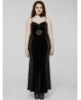 Punk Rave Black Gothic Sexy Elegant Dark Heart Slip Fishtail Plus Size Long Dress