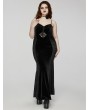 Punk Rave Black Gothic Sexy Elegant Dark Heart Slip Fishtail Plus Size Long Dress