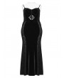 Punk Rave Black Gothic Sexy Elegant Dark Heart Slip Fishtail Plus Size Long Dress