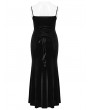 Punk Rave Black Gothic Sexy Elegant Dark Heart Slip Fishtail Plus Size Long Dress