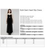 Punk Rave Black Gothic Sexy Elegant Dark Heart Slip Fishtail Plus Size Long Dress