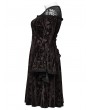 Punk Rave Black Gothic Retro Dark Night Rose Velvet Plus Size Mid-Length Dress