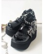 Black Gothic Punk Studded Ankle Strap Platform Shoes