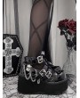 Black Gothic Punk Studded Ankle Strap Platform Shoes