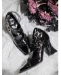 Black Gothic Punk Pointed Toe Flared High Heel Shoes