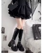 Black Gothic Punk Cross Chain Platform Knee High Boots