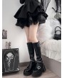 Black Gothic Punk Cross Chain Platform Knee High Boots