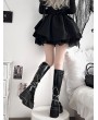 Black Gothic Punk Cross Chain Platform Knee High Boots