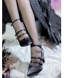 Black Gothic Pointed Rose Buckle Strap High Heel Shoes