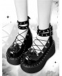 Black Gothic Batwing Strap Punk Spiked Rivet Platform Shoes