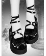 Black Gothic Punk Hollow Out Butterfly Buckle Platform Shoes