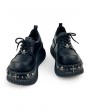 Black Gothic Punk Metal Hardware Lace-Up Rubber Sole Shoes