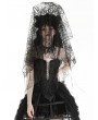 Dark in love Black Gothic Dark Bridal Spider Web Pattern Mesh Veil