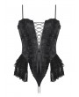 Dark in love Black Gothic Sexy Deep V-neck Lace Up Jacquard Corset Top for Women