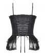 Dark in love Black Gothic Sexy Deep V-neck Lace Up Jacquard Corset Top for Women