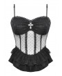 Dark in love Black Gothic Lace See-Through Sexy Spaghetti Strap Corset Top for Women