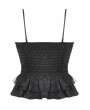 Dark in love Black Gothic Lace See-Through Sexy Spaghetti Strap Corset Top for Women